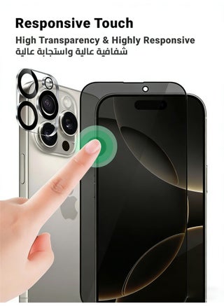 2 in 1 Apple iPhone 16 Pro Max Protection Pack - Anti-Peeping Privacy Glass Screen Protector & Camera Lens Protector, Premium Edge-to-Edge, High Transparency, Anti-Explosion, Easy Installation - view 5